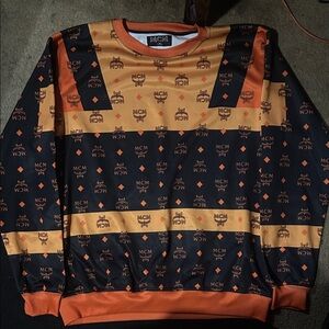 MCM Men's Sweater in Black and Orange Pattern